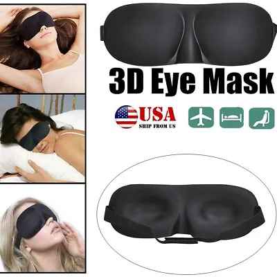 $5.49 • Buy 3D Sleep Mask For Men & Women Eye Mask For Sleeping Blindfold Accessories Black