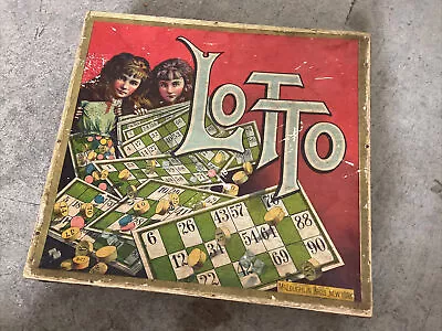 Antique LOTTO Game Original Wooden Box McLoughlin Brothers NY 1895  • $18.99