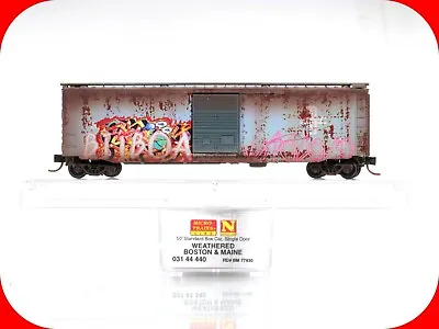 N Scale ***BOSTON & MAINE*** Graffiti Box Car - MICRO TRAINS 03144440 • $37.99