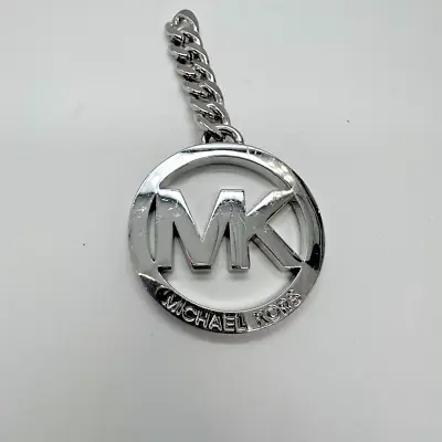 Michael Kors Tag Silver Tone Purse Charm Keychain 2  Circle MK Cutout Logo • $14.99