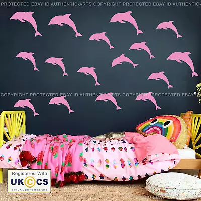 Dolphin Wall Stickers & Decals X16 Tile Fish Nautical Vinyl Kid Bedroom Sea Life • £6.99