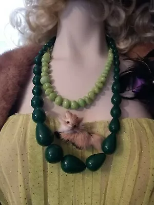 2 Vintage Green Necklace • $12