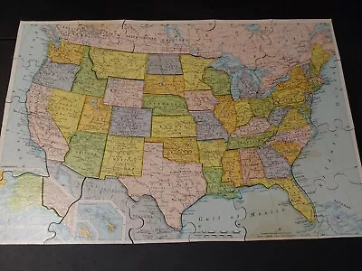 Vintage United States Map Puzzle Rand McNally Shape Puzzle Complete Learning • $20