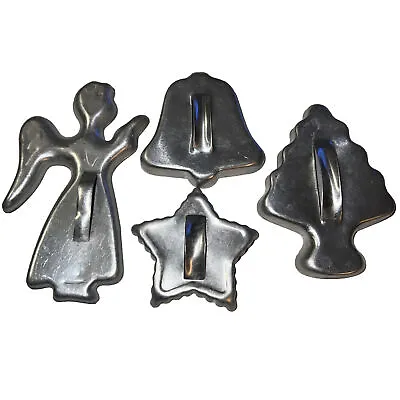 Vintage Aluminum Christmas Cookie Cutters - Set Of 4- Angel Star Bell & Tree • $14.86