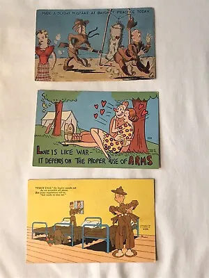 Vintage Mixed Lot Of 3 Kropp Military Humorous Postcards ~ Posted 1942 • $11.99