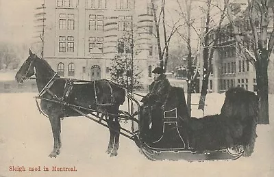 Fancy Horse Drawn Sleigh Postcard~montreal Quebec Canada~1912  • $5