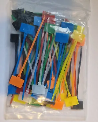 100pcs Easy Mark 3*100mm Nylon Cable Ties Tag Labels Plastic Loop Ties Markers • £3.99