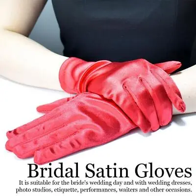 £3.68 • Buy Ladies Short Wrist Gloves Smooth Satin For Party Dress Evening Wedding Prom J3J4