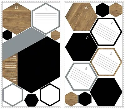 Hexagon Chalk And Dry Erase Calendar Peel And Stick Wall Decals • $10