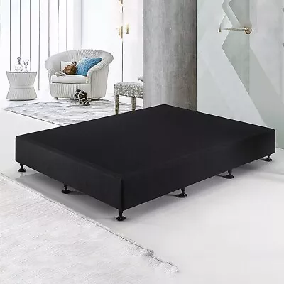 $474.95 • Buy Palermo Queen Ensemble Bed Base Frame Premium Midnight Black Linen Fabric