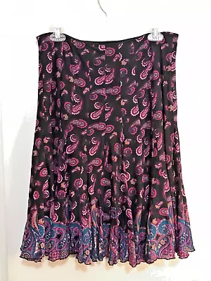 ECI New York Women's Size 6 Purple Pink Black Paisley Stretch Mesh Lined Skirt • $25