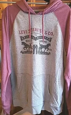 Levis Levi Srauss Size Large Sweatshirt Pullover Men’s Gray And Mauve Hoodie • $14.99