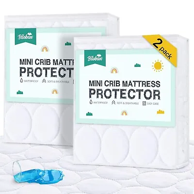 Mini Crib Mattress Protector Waterproof  Mattress Pad Cover 2 Pack 38 X24  • $25.99