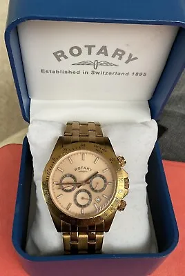 Rotary Mens Chronograph Rose Gold Watch Used • £100