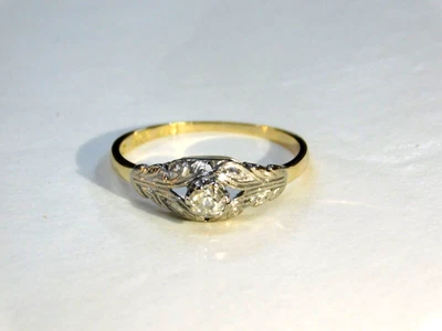 £149.99 • Buy 18ct Gold And Platinum Diamond Solitaire Ring. Antique. Marked 18ct & Platinum 