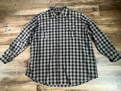 JF J.Ferrar Mens Black Gray Plaid Long Sleeve Shirt Plus Size 3XL Tall • $15.99