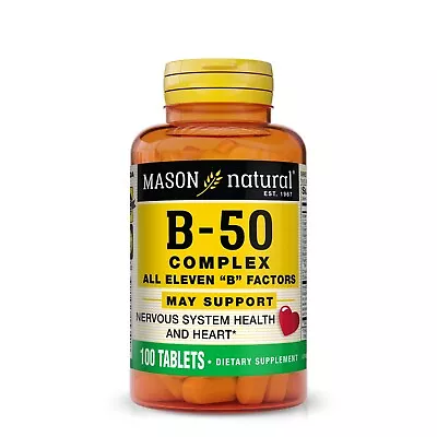 Mason Natural B-50 COMPLEX ALL ELEVEN  B  FACTORS 100 Tablets • $10.99