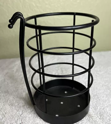 Wire Woven Kitchen Utensil Caddy Black 5” Tall. With Hook • $10