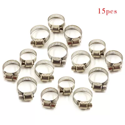 US 15pc 3/4 -1  Adjustable Stainless Steel Drive Hose Clamps Fuel Line Worm Clip • $6.27
