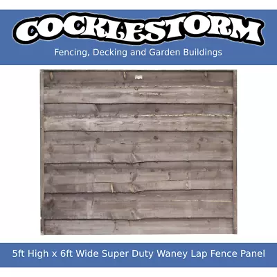 5ft High X 6ft Wide Super Duty Waney Lap Timber Garden Fence Panel • £55.50