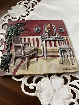 Vintage C. Winterle Olson 3D Wall Art Tile Red Walled Powder Room 5.5 X 5.5 • $29