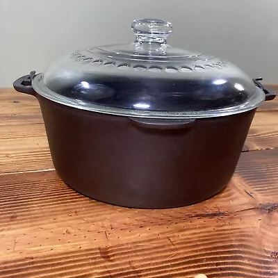 Restored Wagner Ware Cast Iron Dutch Oven 1268 With Glass Lid Vintage Homestead • $59.95