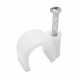 £2.59 • Buy 30 Cable Clips Round 6mm Wall Tack Fixing Nail DIY Electrical TV Internet Lead