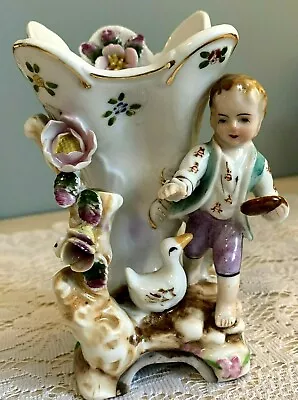 Vtg.Ucagco Japan Porcelain Figurine/Planter/Vase W/Gold Trim-BoyFlowersDuck • $12