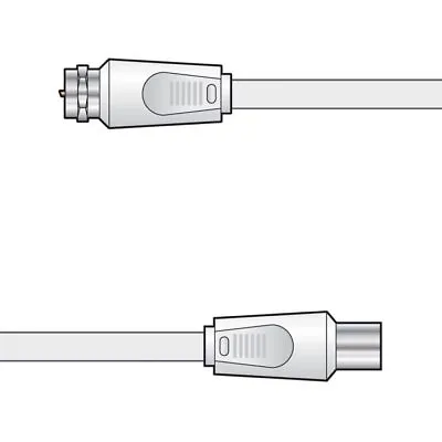 New 2m F Plug To Coaxial RF Plug Lead Cable White Dbox Eurovox Sat • £3.29