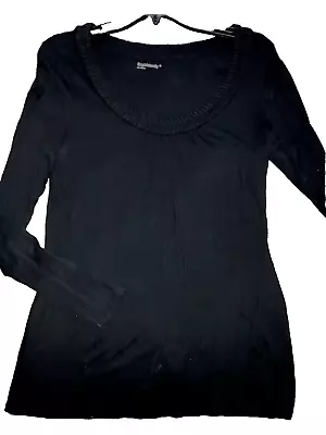 Gap Maternity Women Sz Medium M Black Cotton Blend Long Sleeve Tee Shirt Top • $17.90