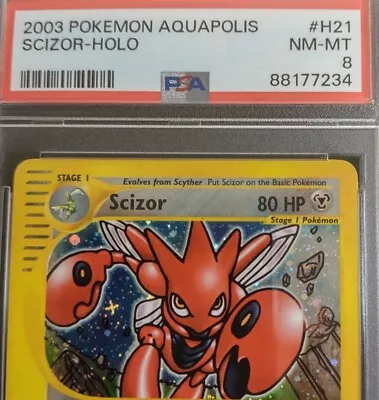 Scizor H21/H32 Holo Aquapolis Pokemon TCG 2003 PSA 8 • $124