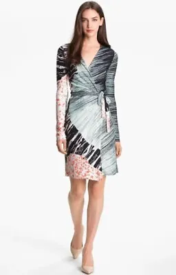 $69.99 • Buy Diane Von Furstenberg Dress Multicolor Valencia Wrap Printed Silk Jersey Size 10