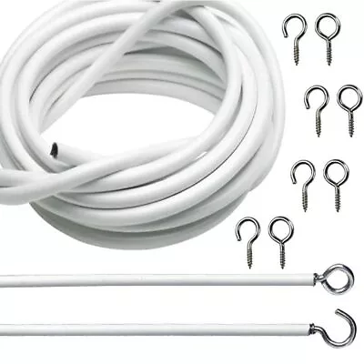 And Eyes For Caravans Boats Expanding Cable Net Curtain Wire Line Spring Cord • $15.86