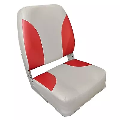 £58.99 • Buy Folding Boat Seat High Back Grey & Red Marine Vinyl Yacht Fishing Speed Rib