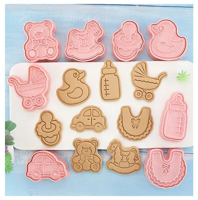 8X Baby Shower Cookie Plunger Cutter Mould Fondant Cake Biscuit Mold Pasty Stamp • £8.39