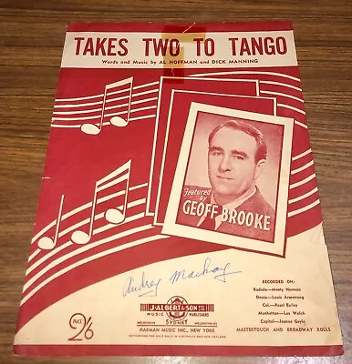 Vintage 1952 “TAKES TWO TO TANGO” By Al Hoffman & Dick Manning. F/B Geoff Brooke • $4