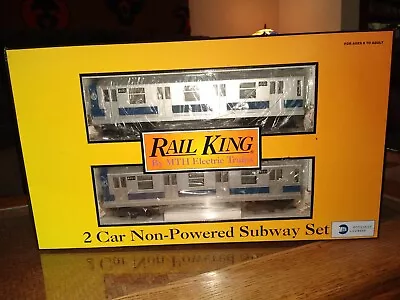 NEW MTH Rail King 30-2161 MTA 2-Car Subway Non-Powered Set Silver Blue 4550 4551 • $249