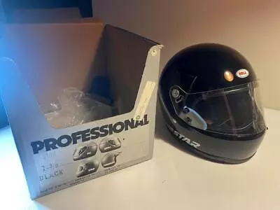 Vintage Bell Star Helmet MINT IN BOX! Size 7 3/8 - Excellent! Shiny Black! • $289.99