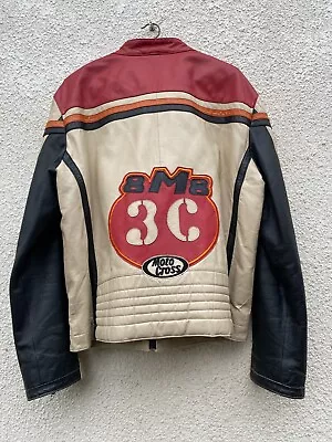 Summer Marlboro Leather Jacket Vintage Racing Motorcycle Biker Leather Jacket • $250
