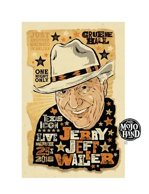 $20 • Buy Jerry Jeff Walker Concert Poster - 2018 - Texas Country Music