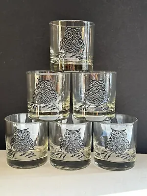 West Virginia Black Owl Rocks Cocktail Old Fashioned Glass Set Of 6 • $48