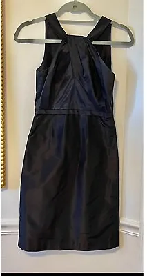 EXC J. Crew Black Silk Halter Style Twist Neck Dress Size Petite 0 GORGEOUS • $16