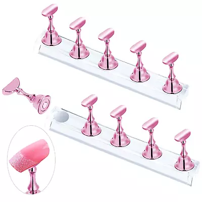 2 Sets Pink Nail Stand For Press On Nails Display Magnetic Fake Nails Holder  • $9.99