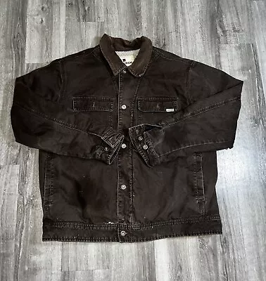 Vintage Detroit Carhartt Style Work Jacket Distressed Canvas Sherpa Lined XL • $39.99