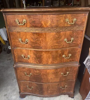 Antique Albert M Eisenberg Dresser Five Drawers Bottom Drawer Cedar Serpentine • $750