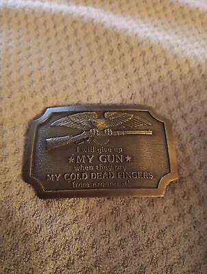  Vintage 1977 Gun Rights Belt Buckle Indiana METAL Craft  • $6