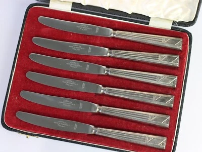 £2.30 • Buy Set Of 6 Silver Plated Antique Butter Knives By Viners Of Sheffield George V
