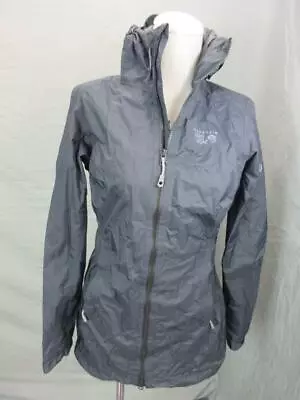 Mountain Hardwear Size XS Womens Black Full Zip Hooded Windbreaker Jacket T620 • $18.49