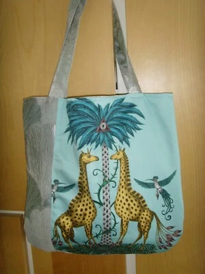 £14.99 • Buy B GIRAFFE  EMMA SHIPLEY  CREATURA COTTON  FABRIC 15in Tote  SHOULDER Bag LINED