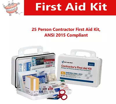 25 Person Contractor First Aid Kit ANSI 2015 Compliant For Jobs Sites Mountable • $58.88